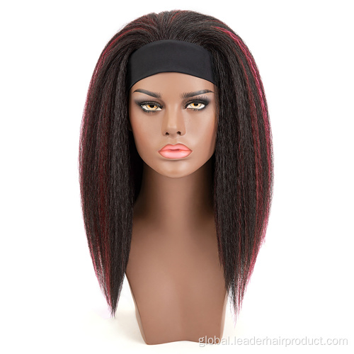 Headband Wigs Kinky Straight Synthetic Hair Wigs with Headband Attached Factory